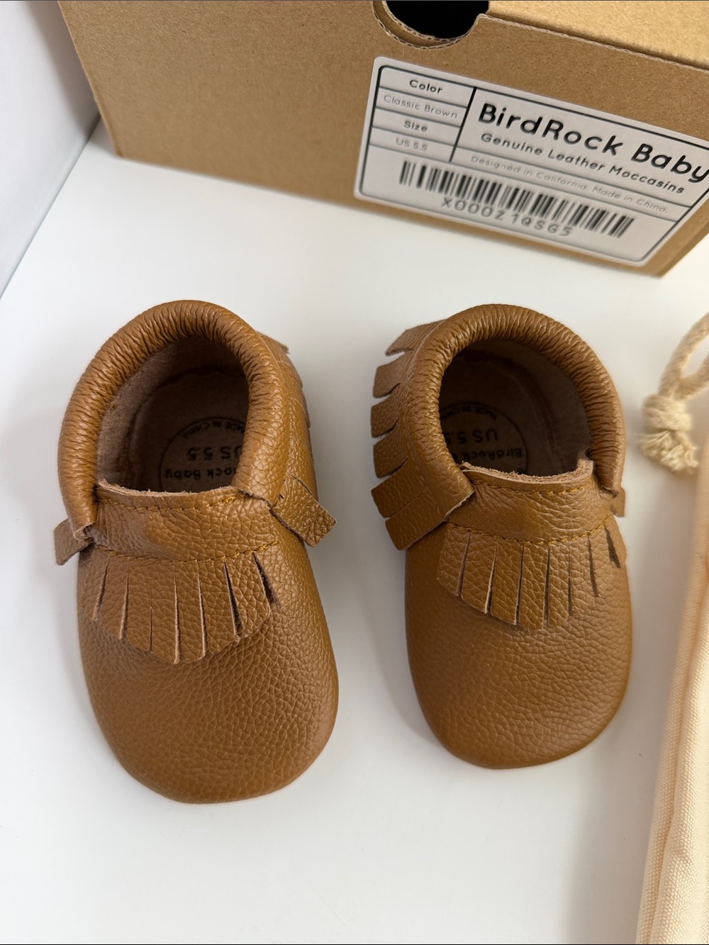 Bird Rock Baby Leather Moccasins New in Box Size 5.5 - Picture 2 of 14